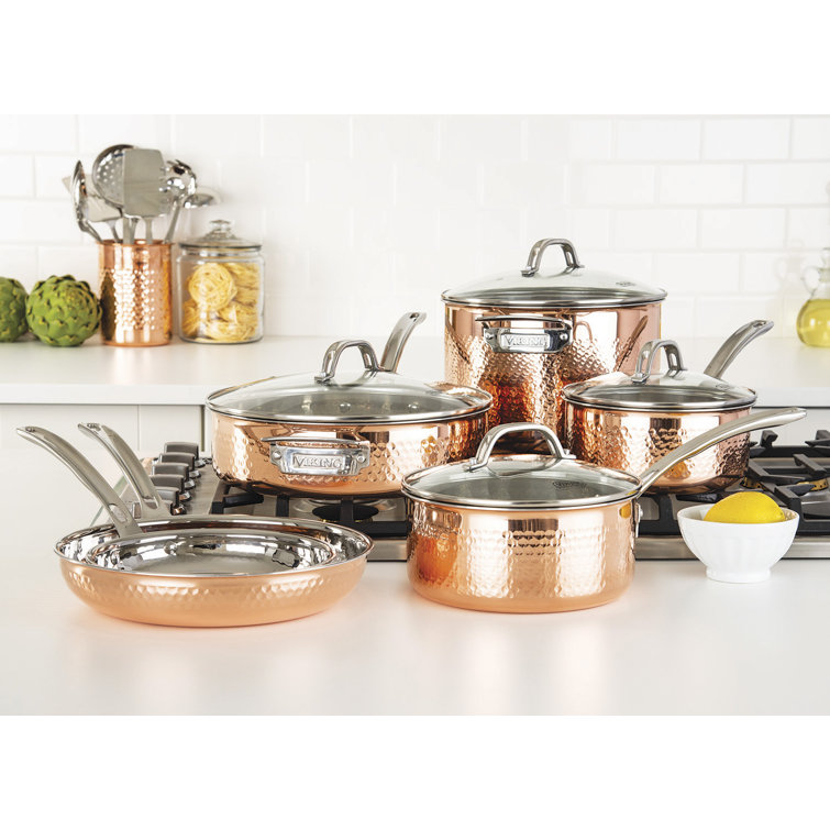 Viking 3-Ply Hammered Copper and Stainless Steel 10-Piece Cookware Set