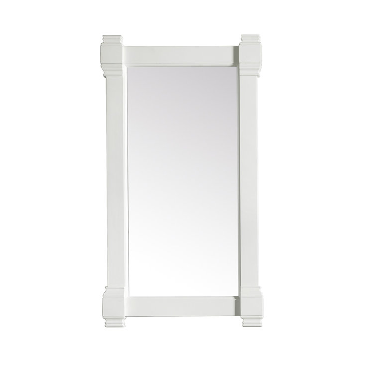 Elegant Antique-Style Rectangular Wood Mirror in Bright White