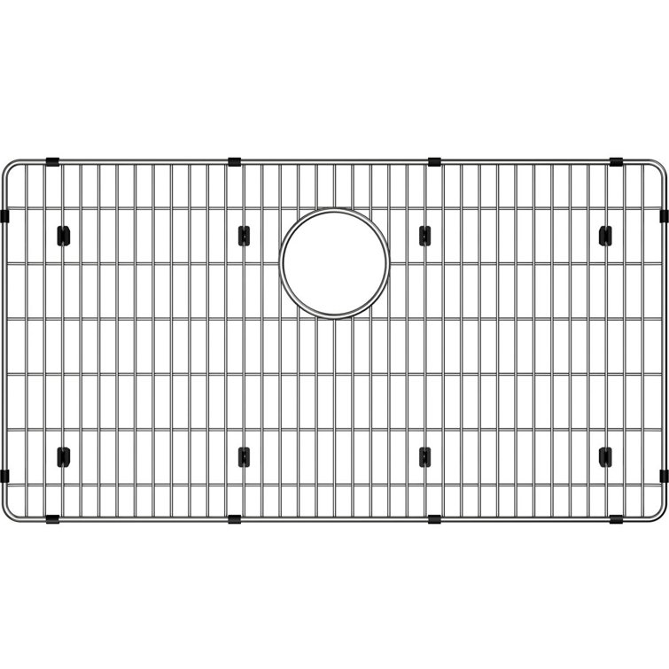 Polished Stainless Steel Rectangular Kitchen Sink Bottom Grid