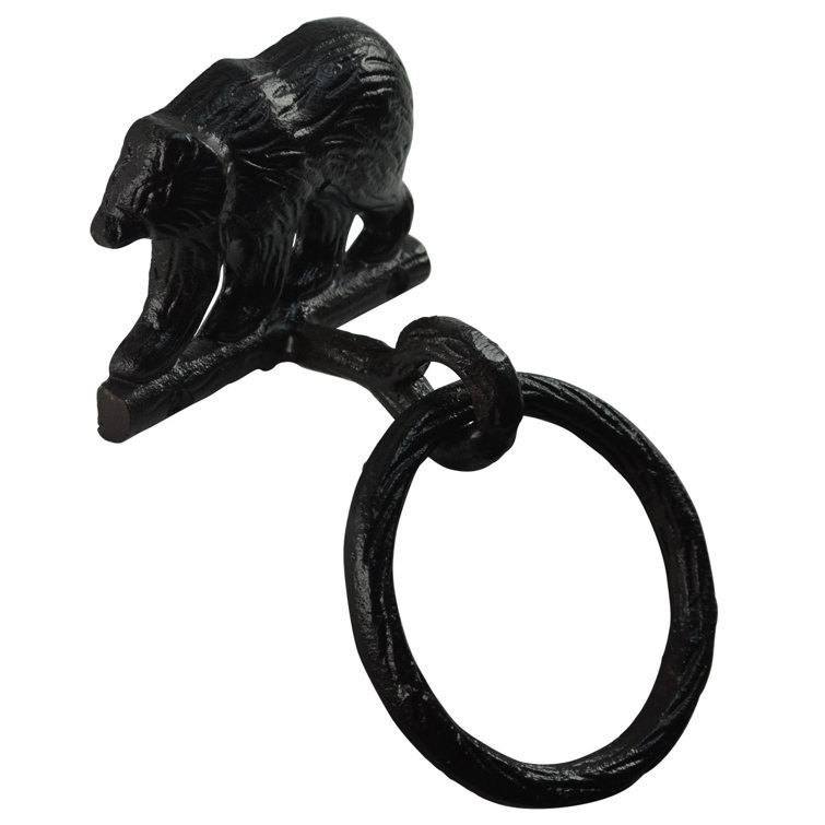 Black Iron Bear Wall Mounted Towel Ring