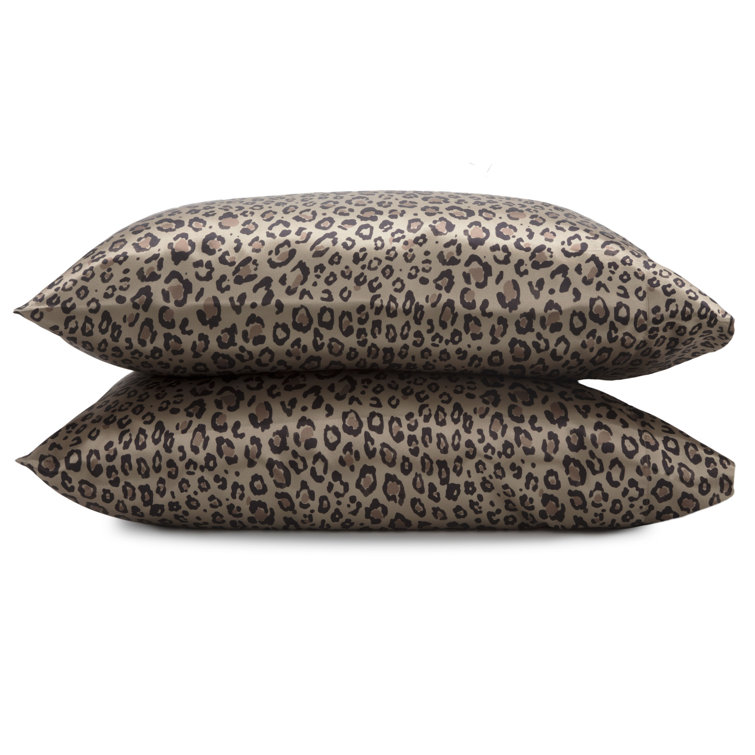Leopard Print Satin Silk Standard Pillowcases Set of 2