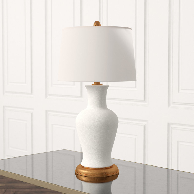 Amelie White Ceramic Table Lamp with Gold Leaf Base