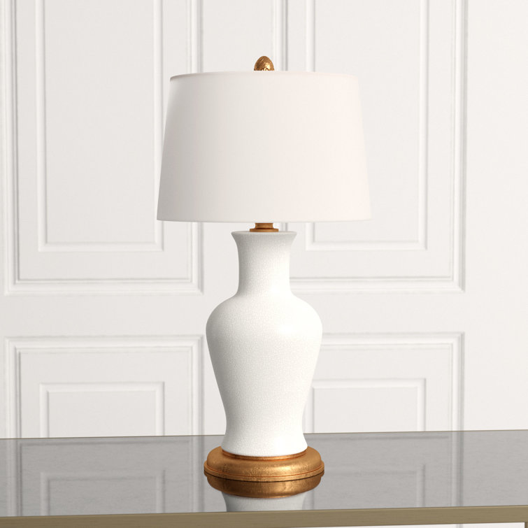 Amelie White Ceramic Table Lamp with Gold Leaf Base