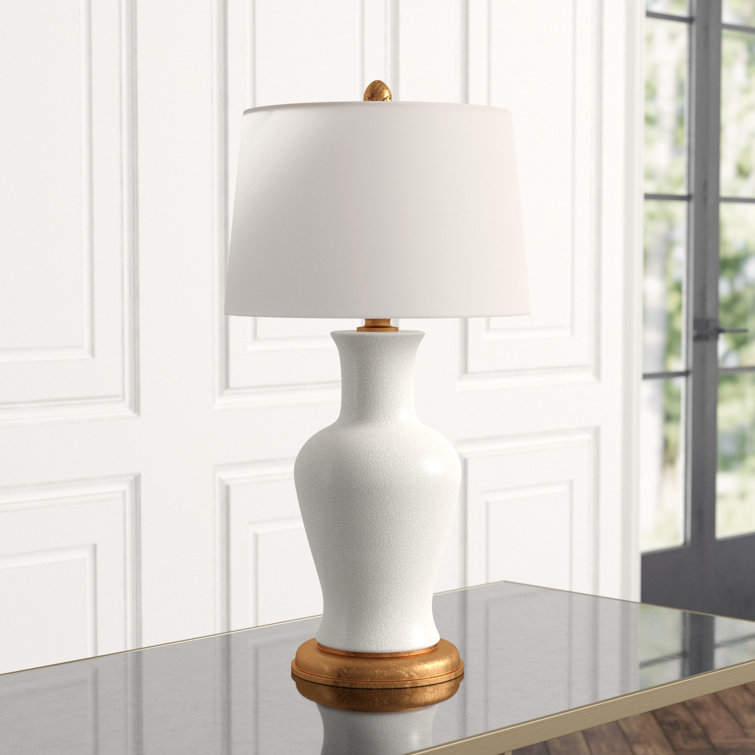 Amelie White Ceramic Table Lamp with Gold Leaf Base