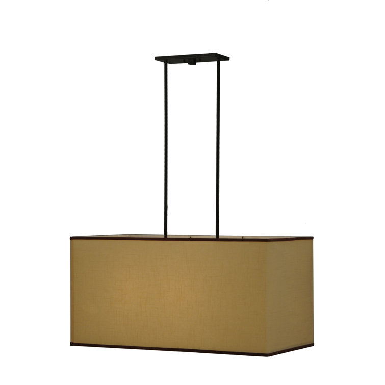 Contemporary Bronze and Fabric 4-Light Island Chandelier