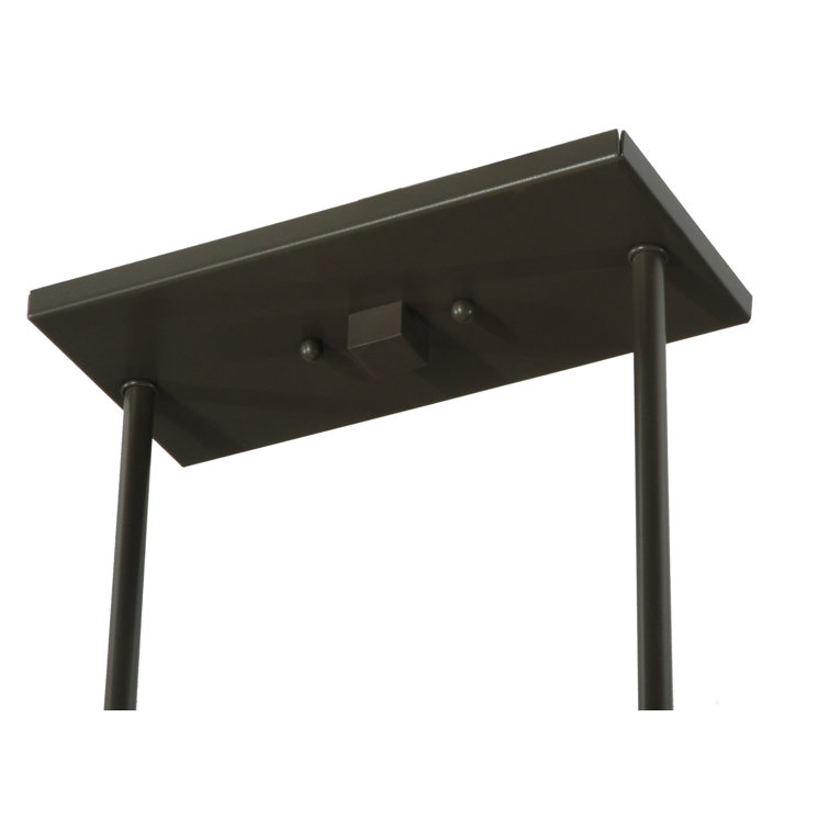 Contemporary Bronze and Fabric 4-Light Island Chandelier