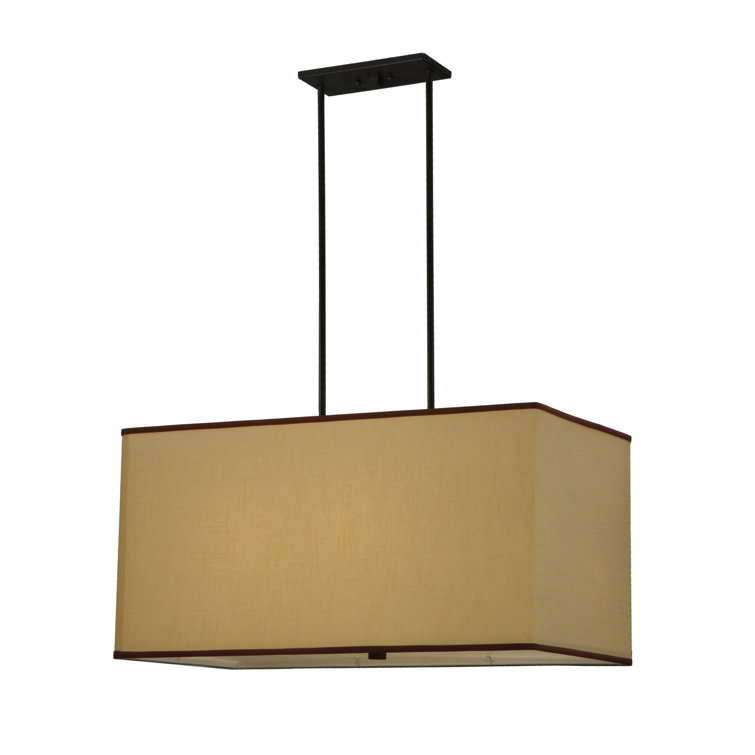 Contemporary Bronze and Fabric 4-Light Island Chandelier
