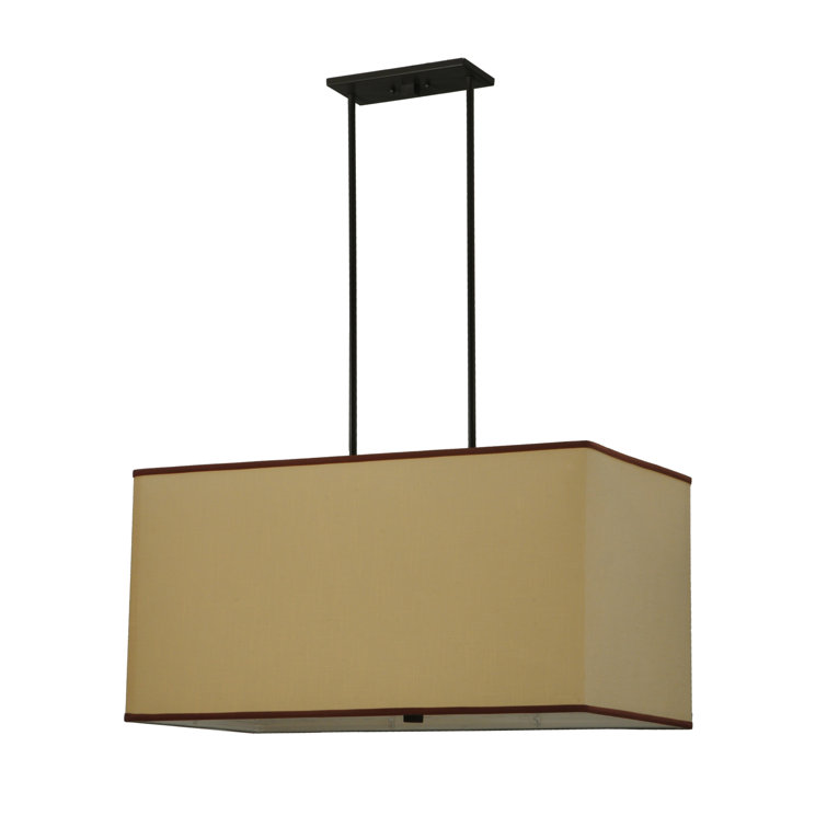 Contemporary Bronze and Fabric 4-Light Island Chandelier