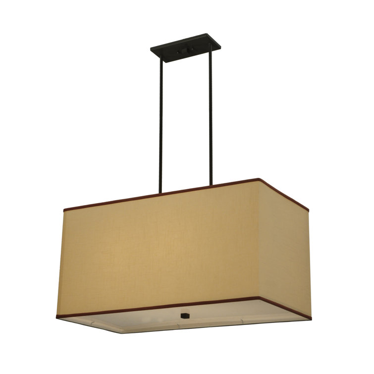 Contemporary Bronze and Fabric 4-Light Island Chandelier