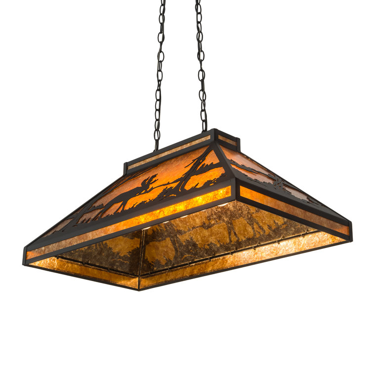 Bronze Glass 6-Light Indoor/Outdoor Island Pendant