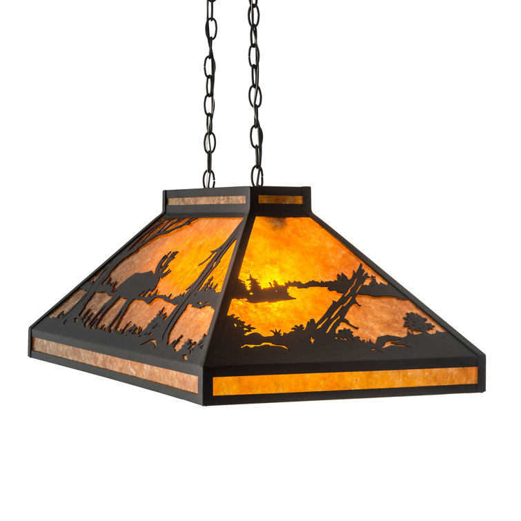 Bronze Glass 6-Light Indoor/Outdoor Island Pendant
