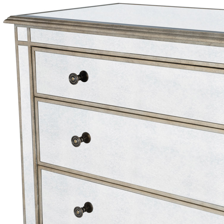 Laflin Mirrored Glam Console Chest with Pewter Trim