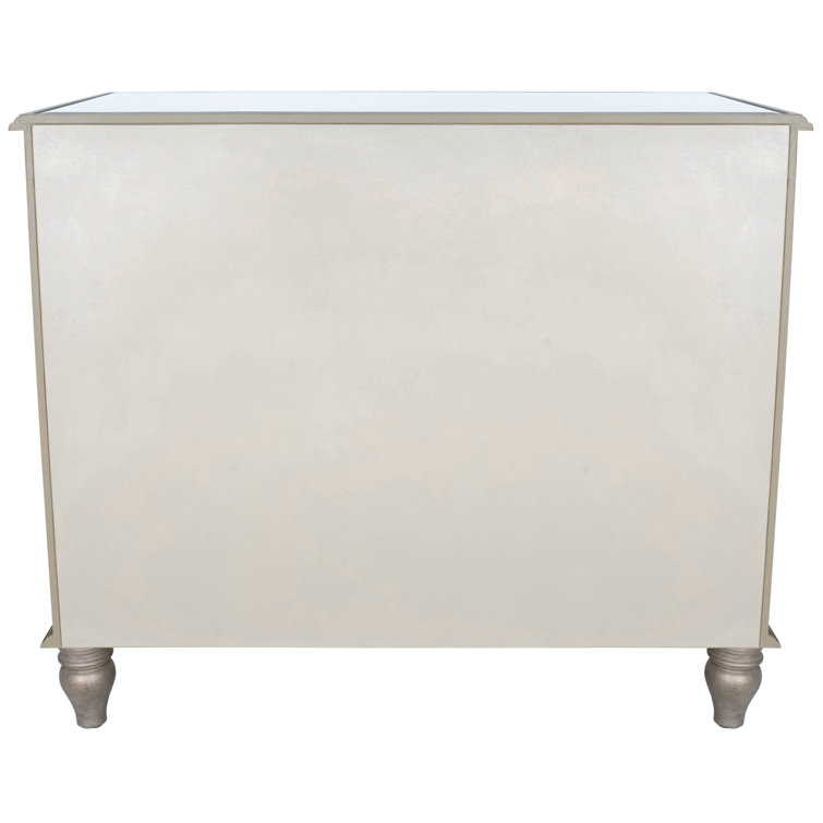 Laflin Mirrored Glam Console Chest with Pewter Trim