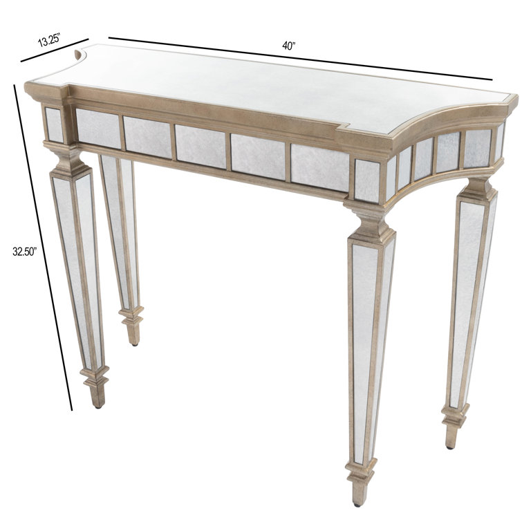 40" White Mirrored Glass Wood Console Table
