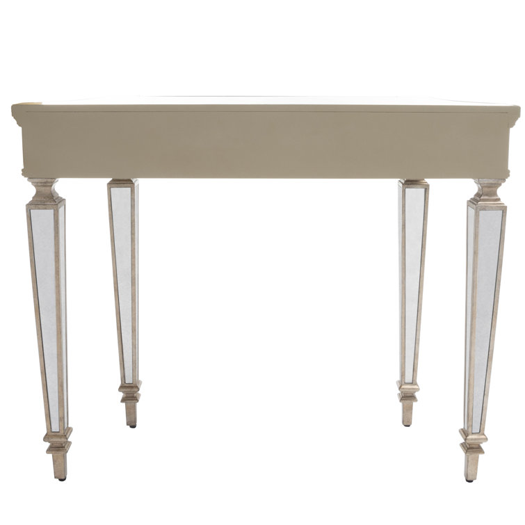 40" White Mirrored Glass Wood Console Table