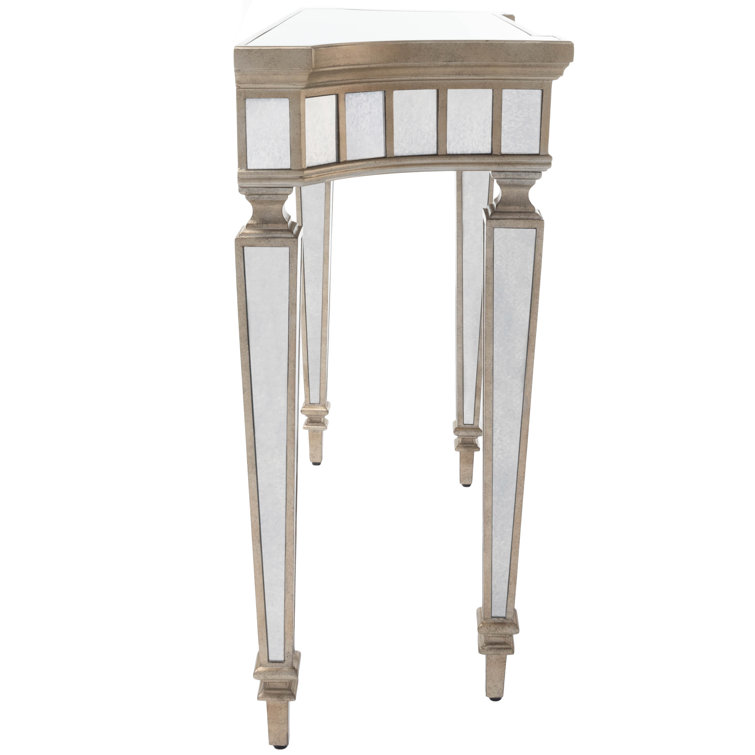 40" White Mirrored Glass Wood Console Table