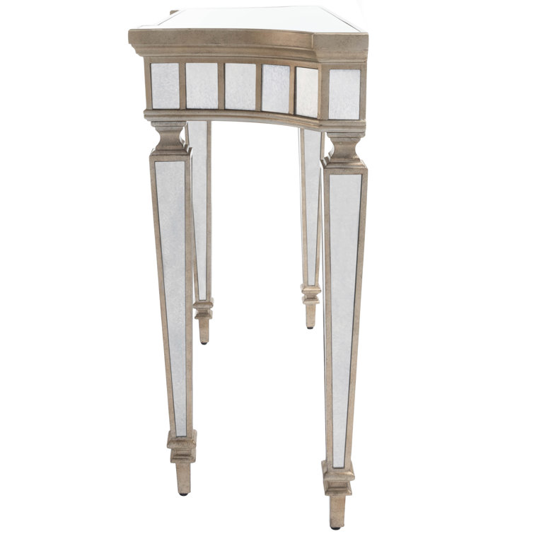 40" White Mirrored Glass Wood Console Table