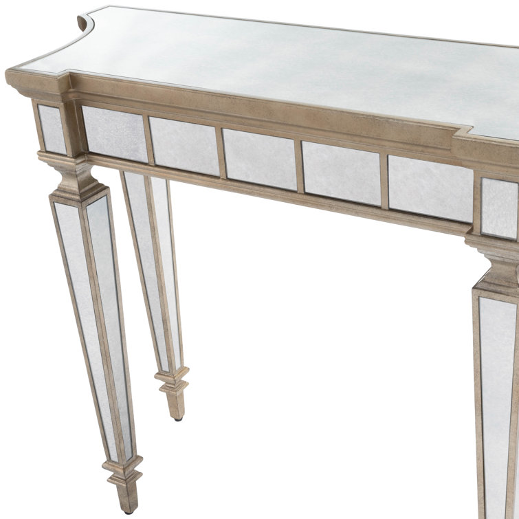 40" White Mirrored Glass Wood Console Table