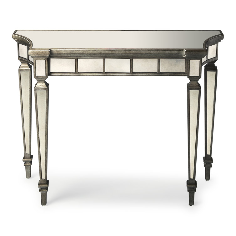 40" White Mirrored Glass Wood Console Table