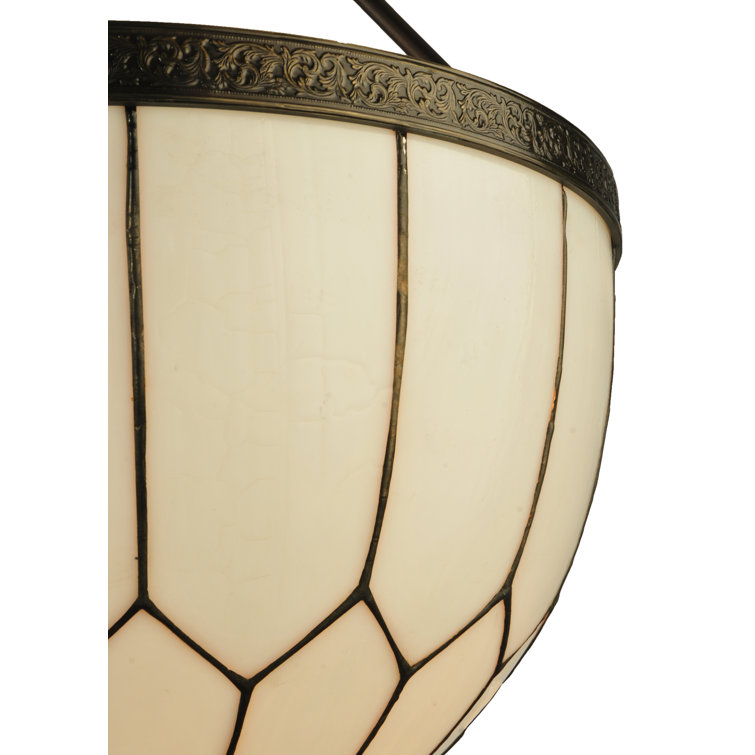 Elegant Honeycomb 3-Light Pendant in Craftsman Brown with Art Glass Shade