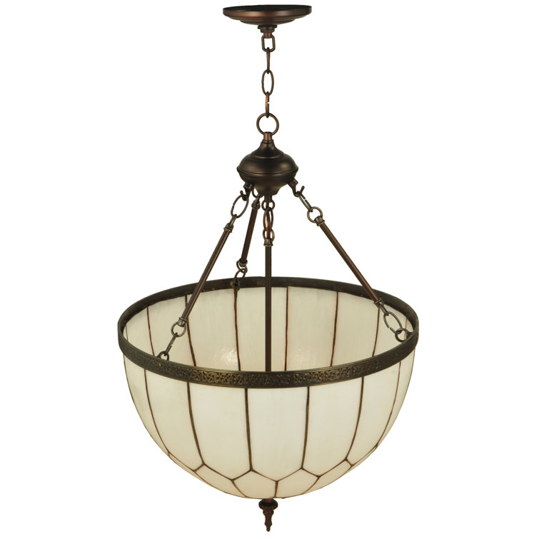 Elegant Honeycomb 3-Light Pendant in Craftsman Brown with Art Glass Shade