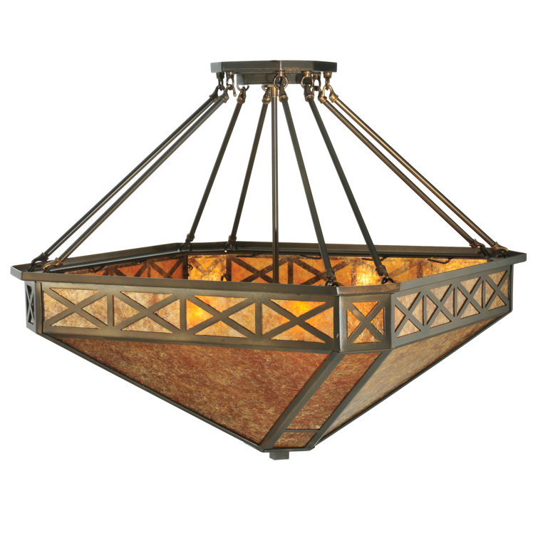 Amber Mica and Copper 4-Light Inverted Pendant