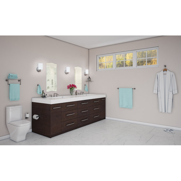 Satin Nickel Wall Mounted Glass Shower Shelf