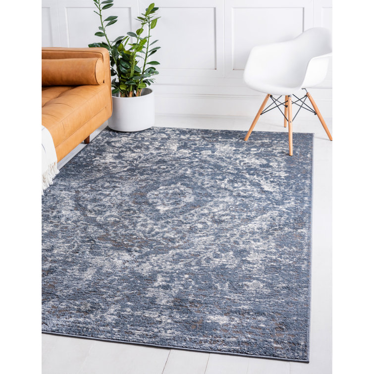 Astoria Blue Geometric Synthetic Indoor Rug