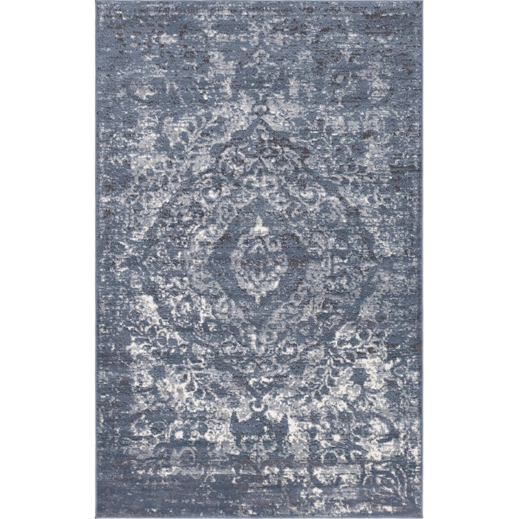 Astoria Blue Geometric Synthetic Indoor Rug