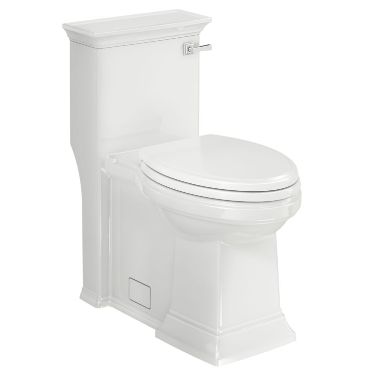 White Elongated High Efficiency Free Standing Toilet with Right Hand Lever