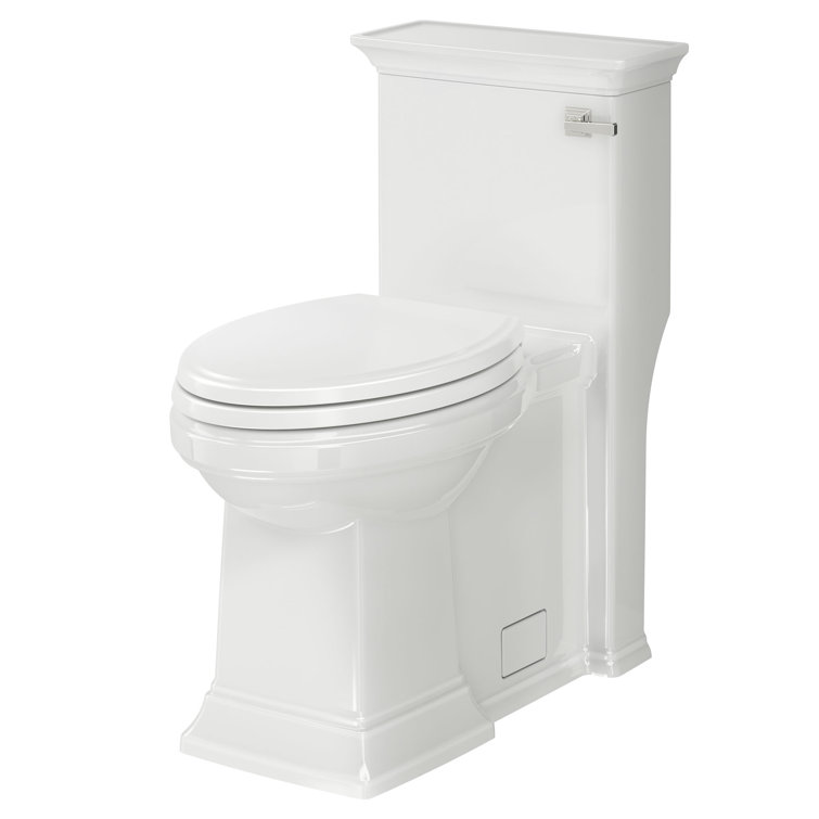 White Elongated High Efficiency Free Standing Toilet with Right Hand Lever