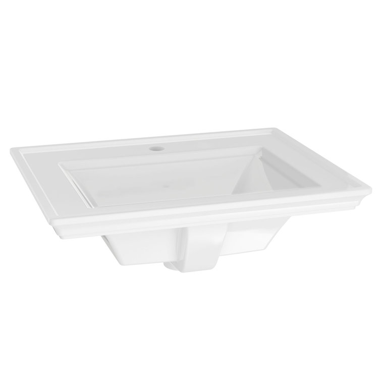 Town Square White Ceramic Rectangular Drop-In Bathroom Sink