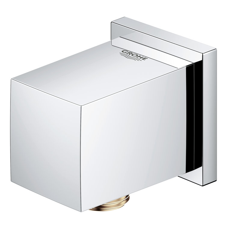 Euphoria Cube Modern Chrome Shower Wall Union with Backflow Prevention