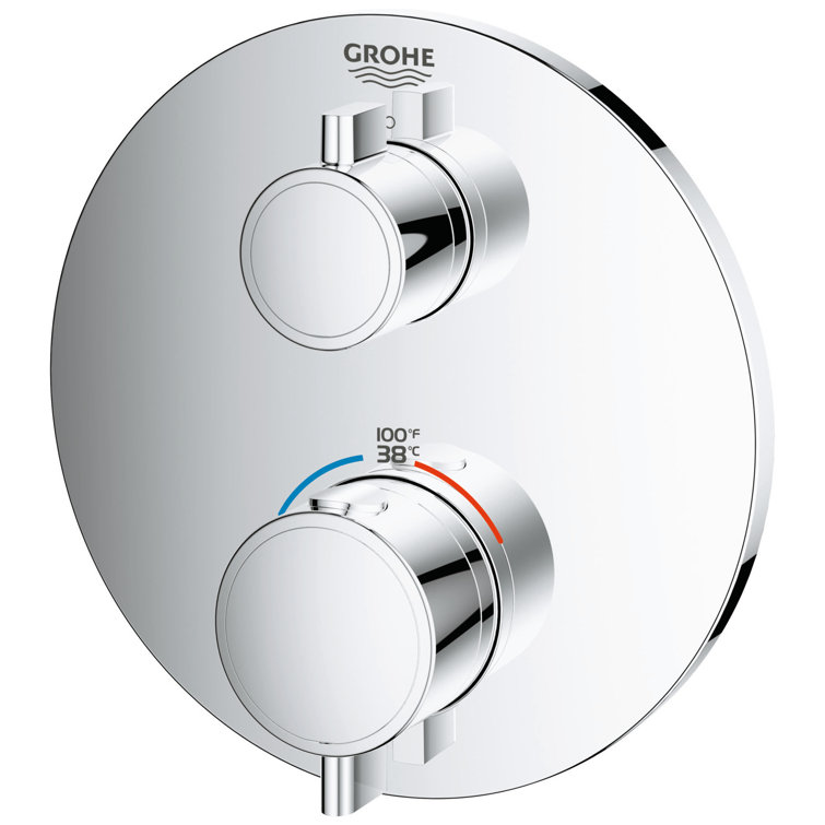 European Brushed Nickel Wall-Mounted 2-Handle Thermostatic Shower Trim