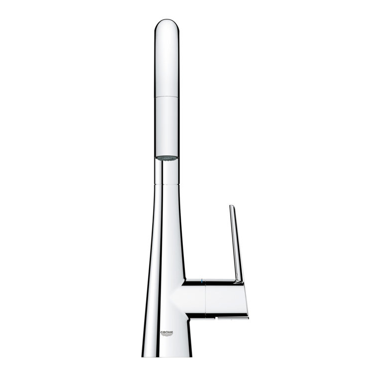 Sleek Euro-Style 15.5" Chrome Pull-Down Bar Faucet with Dual Spray