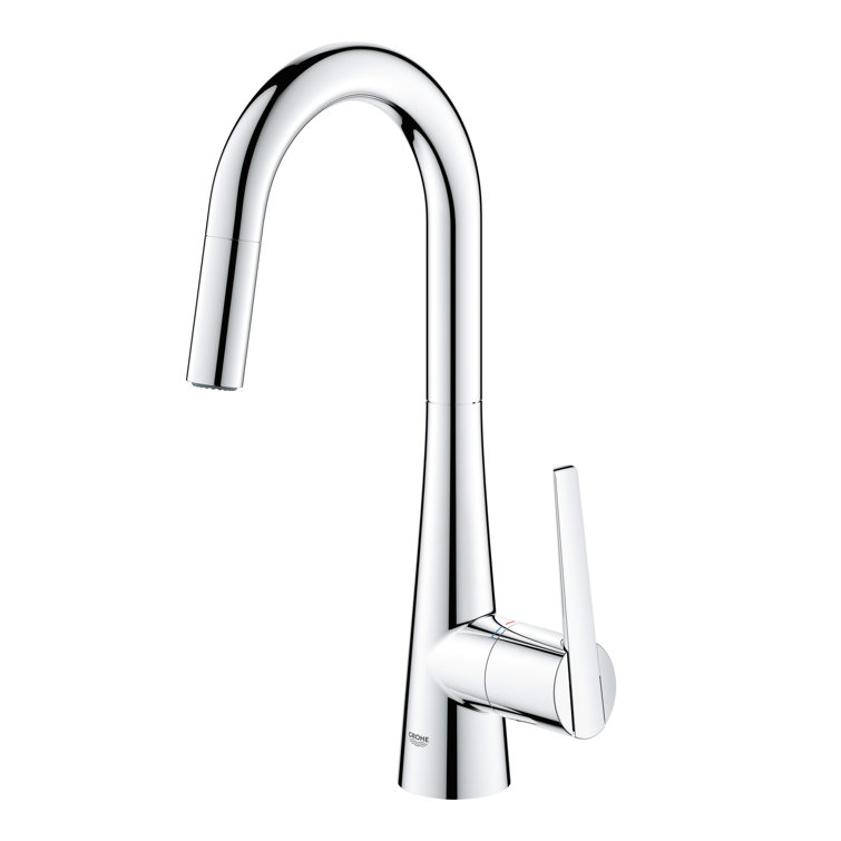 Sleek Euro-Style 15.5" Chrome Pull-Down Bar Faucet with Dual Spray