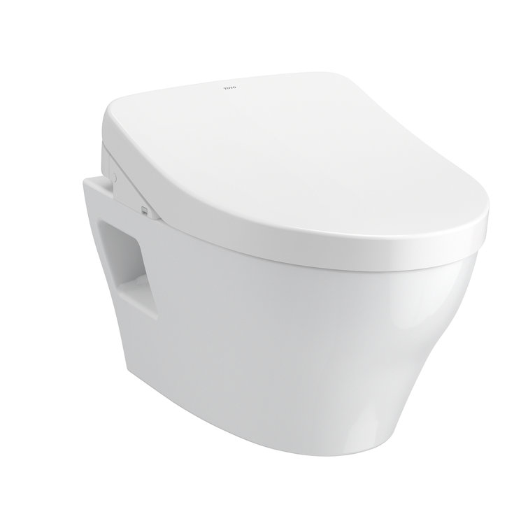 Matte Silver Wall-Mounted Dual Flush Elongated Toilet with Seat
