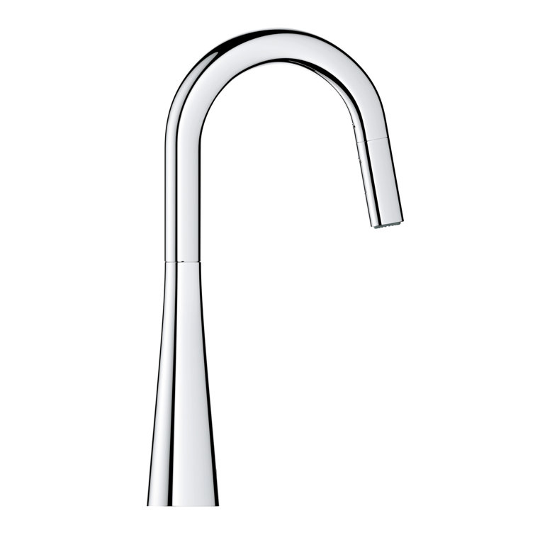 Sleek Euro-Style 15.5" Chrome Pull-Down Bar Faucet with Dual Spray