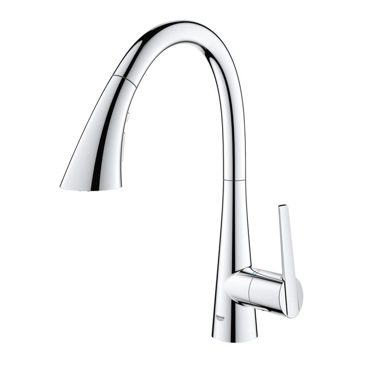 Chrome Single-Handle Pull-Down Kitchen Faucet with Triple Spray