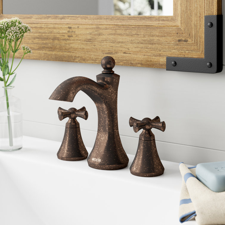 Elegant Distressed Bronze 6.5" Modern Widespread Bathroom Faucet