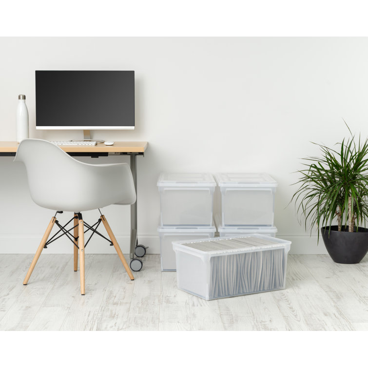 Clear Stackable Letter/Legal Size Secure File Storage Box, 5-Pack