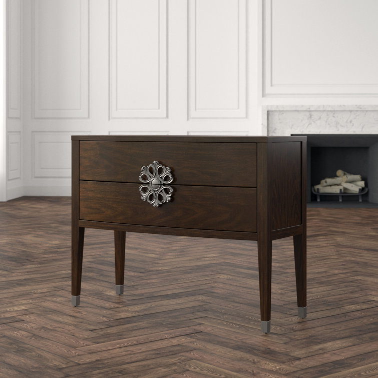Transitional Medallion 44'' Brown Wood & Metal Console Table with Storage