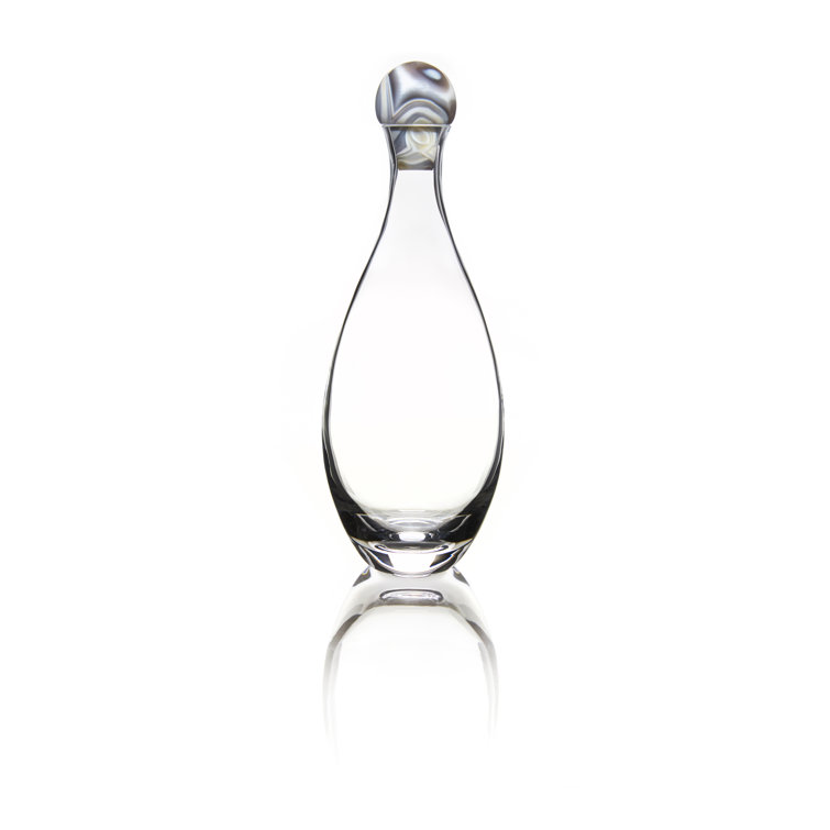 Smoke Agate and Clear Crystal Glass Decanter