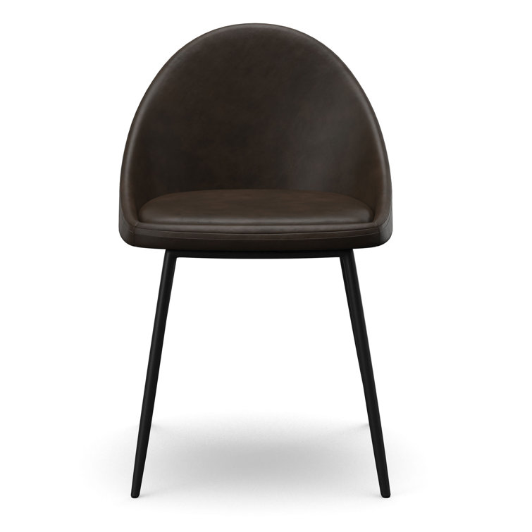 Tobacco Faux Leather Low Back Metal Side Chair Set