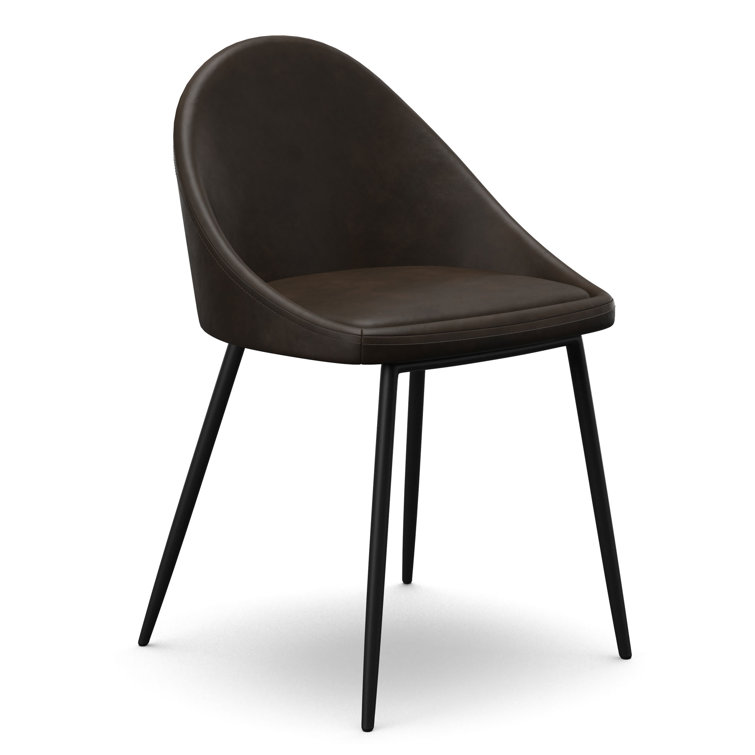 Tobacco Faux Leather Low Back Metal Side Chair Set