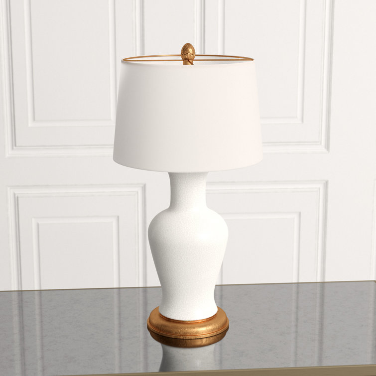 Amelie White Ceramic Table Lamp with Gold Leaf Base