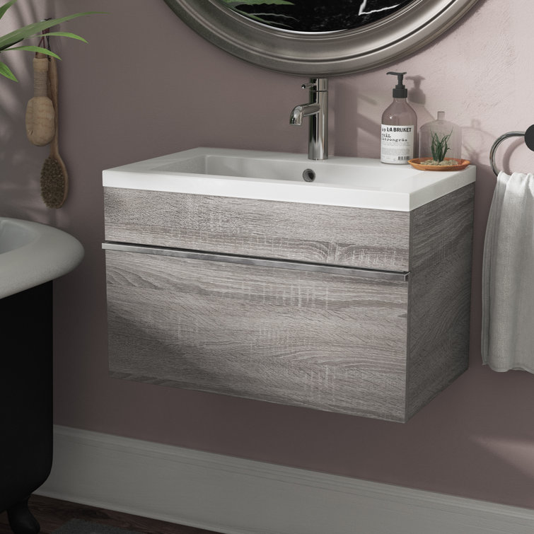 Arlie 24'' Single Sink Bathroom Vanity with Cultured Marble Top