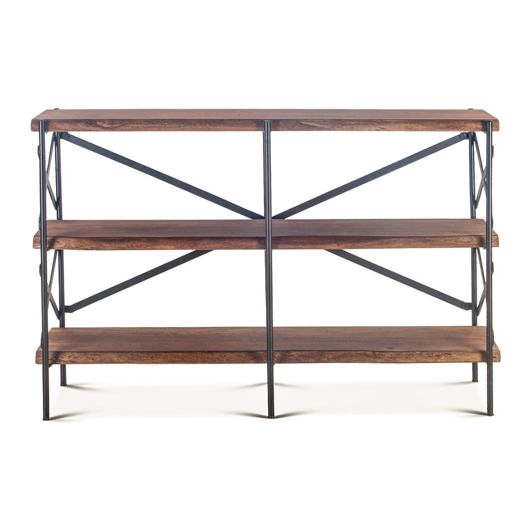 Blayne Rustic Walnut and Iron Etagere Bookcase