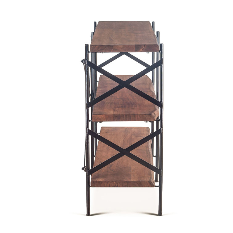 Blayne Rustic Walnut and Iron Etagere Bookcase