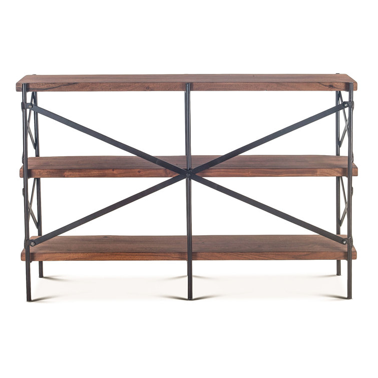 Blayne Rustic Walnut and Iron Etagere Bookcase